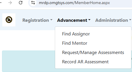 Choose "Find Assignor" from Advancement Tab